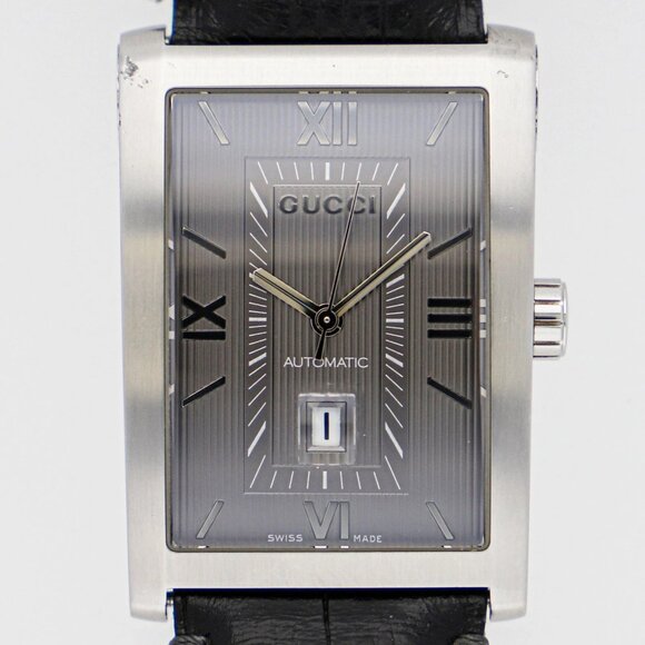 WATCH GUCCI 8600M G Metro gray SS/leather AT - Picture 1 of 7